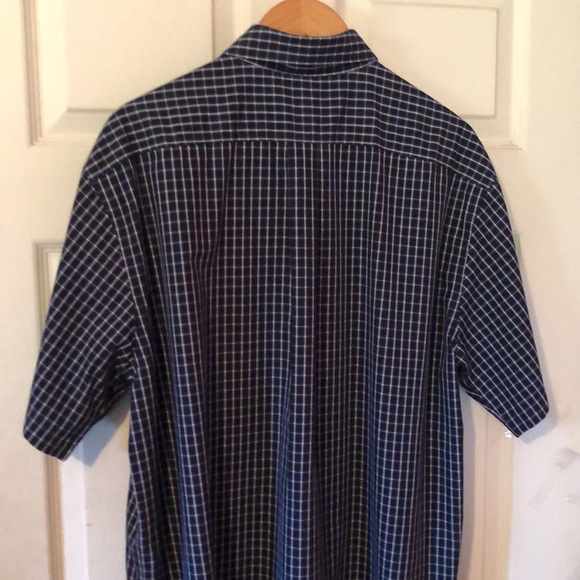 Roundtree & Yorke Blue & White Checkered Plaid Short Sleeve Button Down Mens L - Picture 10 of 12